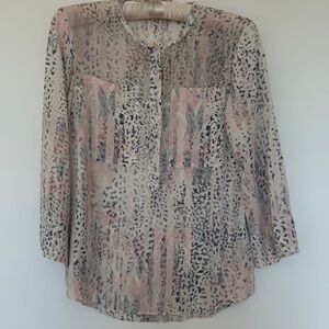 Rebecca Taylor animal print silk Blouse - Pink and Gray